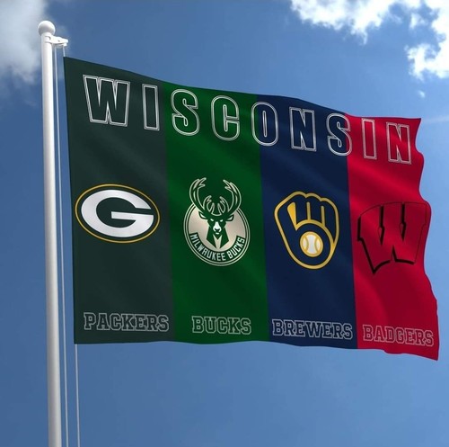 Wisconsin team flag 3x5ft - flag, wall
