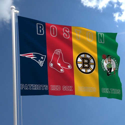 Boston team flag 3x5ft wall - boston,